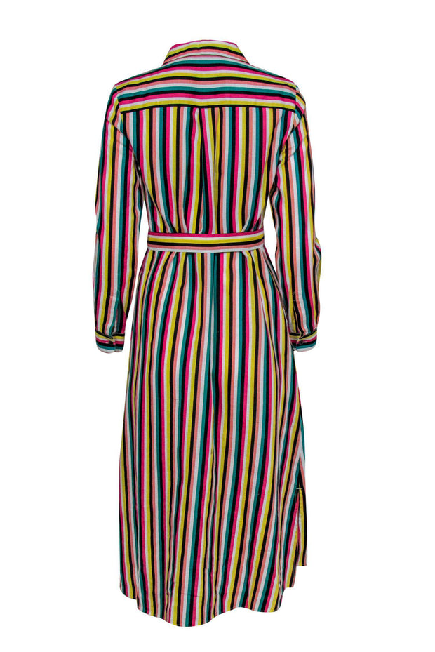 Current Boutique-Pure Collection - Multicolored Bright Striped Linen Shirt Dress Sz 4