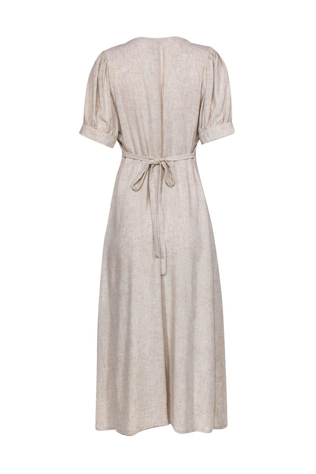 Current Boutique-Rachel Pally - Beige Puff Sleeve Button-Up “Piper” Maxi Dress Sz L