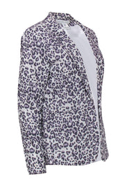 Current Boutique-Rachel Zoe - Cream & Purple Leopard Printed Blazer Sz M