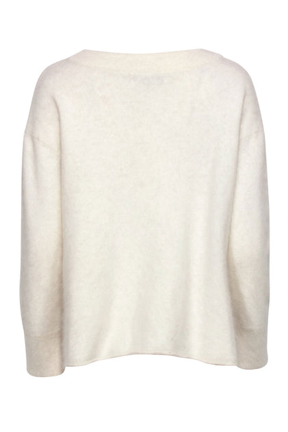 Rachel Zoe - White Rabbit Hair Blend Fuzzy Knit Sweater Sz L