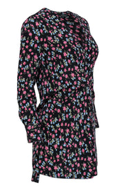 Current Boutique-Rag & Bone - Black & Multicolor Floral Faux Wrap Silk "Shields" Dress Sz XXS