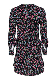 Current Boutique-Rag & Bone - Black & Multicolor Floral Faux Wrap Silk "Shields" Dress Sz XXS