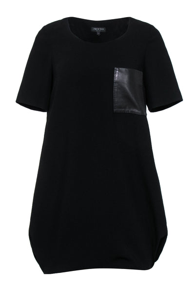 Current Boutique-Rag & Bone - Black Shift Mini Dress w/ Leather Pocket Sz S