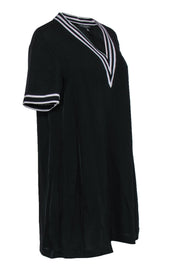 Current Boutique-Rag & Bone - Black Short Sleeve Shift Dress w/ Striped Trim Sz XS
