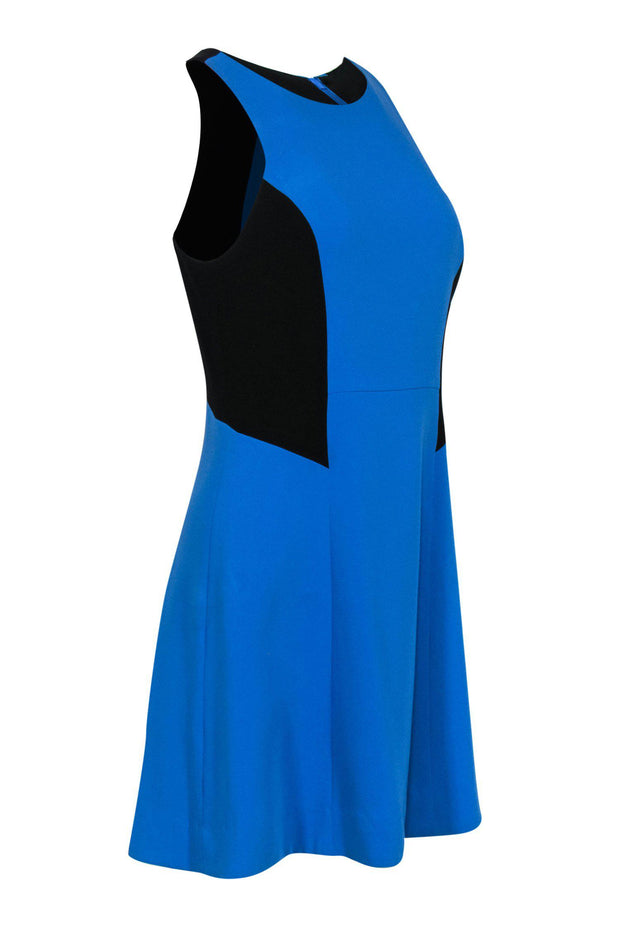 Current Boutique-Rag & Bone - Blue & Black Colorblocked Sleeveless Fit & Flare Dress Sz 6