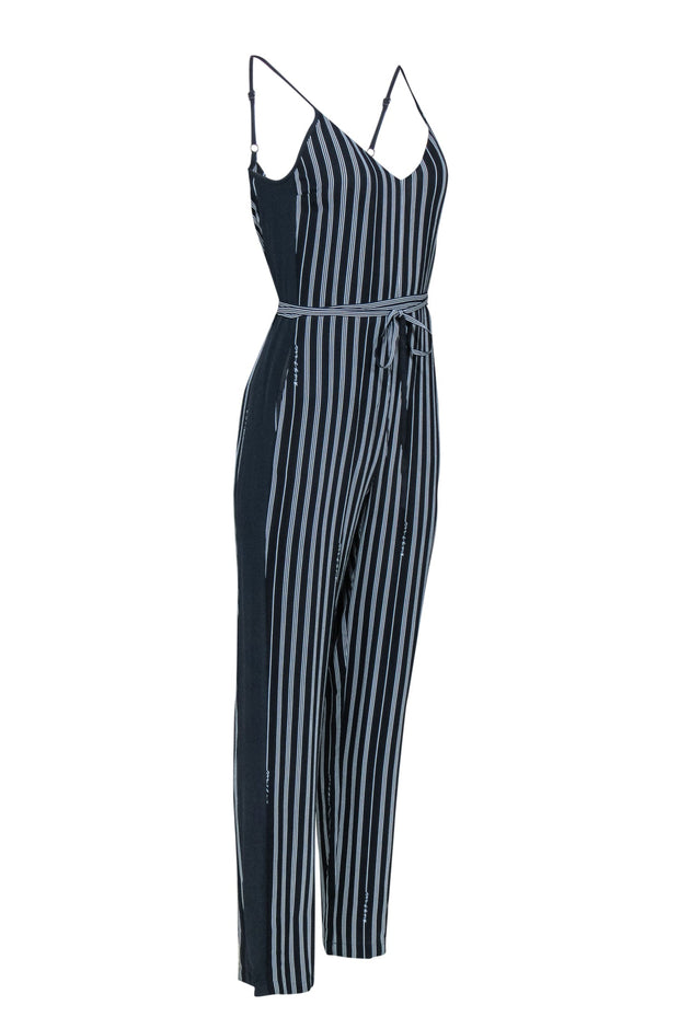 Current Boutique-Rag & Bone - Navy & White Striped Sleeveless Jumpsuit w/ Tie Sz 0