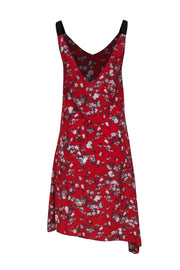 Current Boutique-Rag & Bone - Red & Grey Floral Print Sleeveless Silk Midi Dress w/ Asymmetrical Hem Sz XS