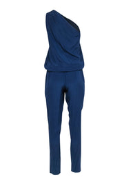 Current Boutique-Ramy Brook - Navy One-Shoulder Skinny-Leg Silk Jumpsuit Sz S