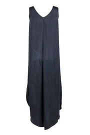 Current Boutique-Raquel Allegra - Dark Grey Satin Maxi Dress w/ Front Pockets Sz 1