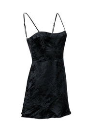 Current Boutique-Realisation Par - Black Satin Brocade Mini Dress Sz S