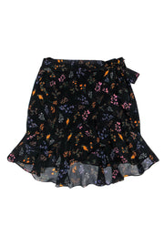 Current Boutique-Rebecca Minkoff - Black Wrap Skirt w/ Intricate Floral Detail Pattern Sz S