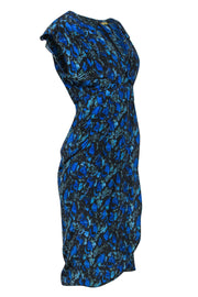Current Boutique-Rebecca Minkoff - Blue & Green Floral Short Sleeve Silk Dress Sz M