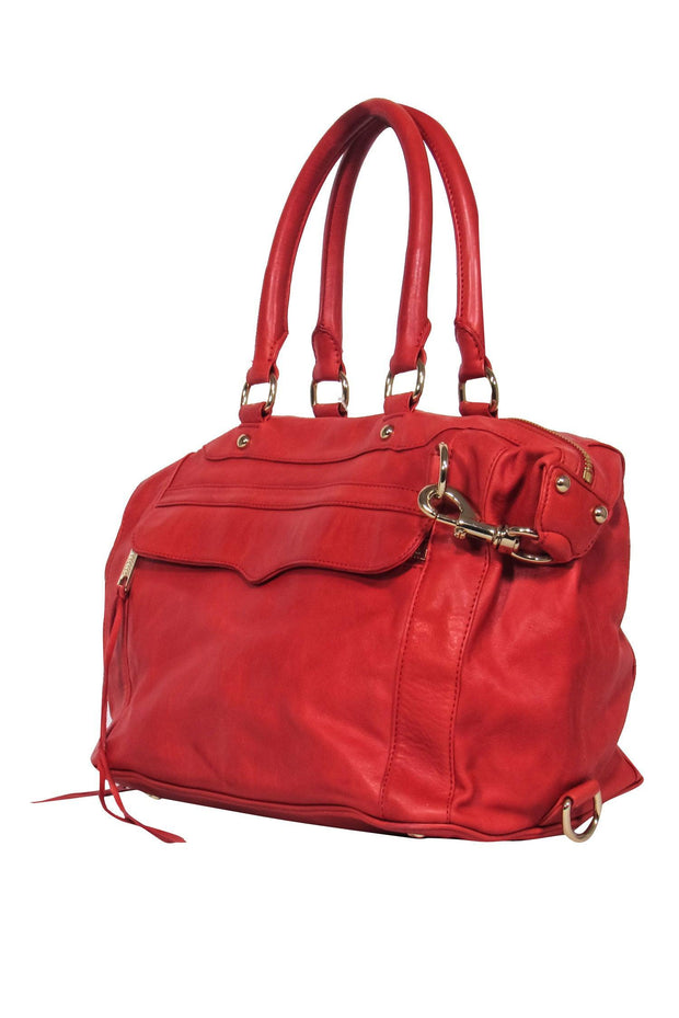Current Boutique-Rebecca Minkoff - Coral Red Slouchy Satchel w/ Fringe Zipper