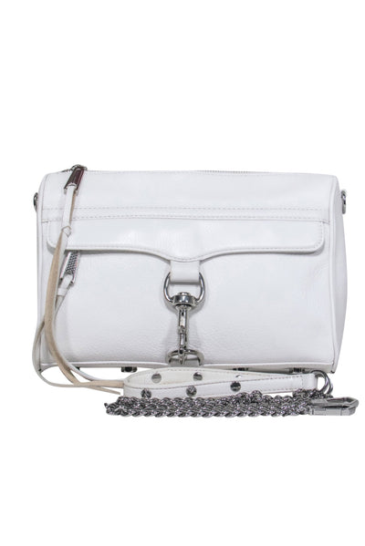 Current Boutique-Rebecca Minkoff - White Pebbled Leather Chain Strap Lobster Claw Crossbody