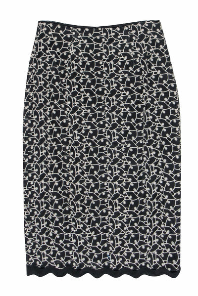 Current Boutique-Rebecca Taylor - Black Eyelet Embroidered Pencil Skirt w/ Rick-Rack Hem Sz 6