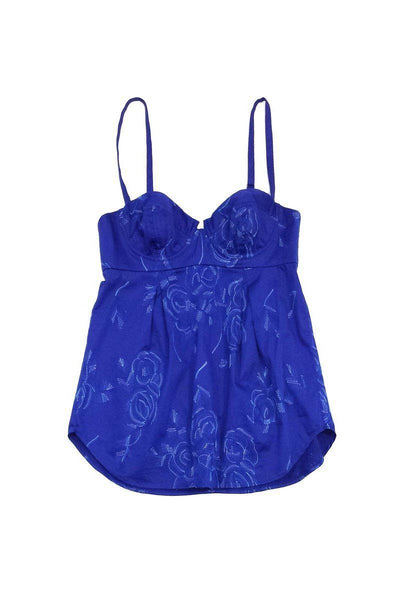 Current Boutique-Rebecca Taylor - Blue Floral Embroidered Tank Sz 4