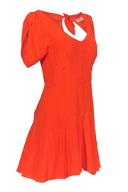 Current Boutique-Rebecca Taylor - Bright Orange Short Sleeve Skater Silk Dress Sz 4