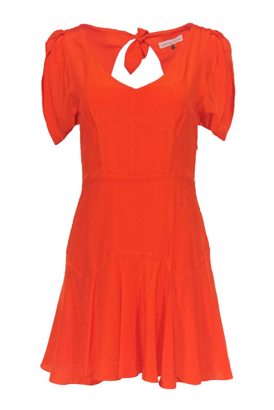 Current Boutique-Rebecca Taylor - Bright Orange Short Sleeve Skater Silk Dress Sz 4