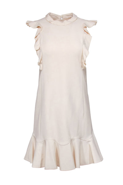 Current Boutique-Rebecca Taylor – Cream Ruffled Cap Sleeve Dress Sz 2