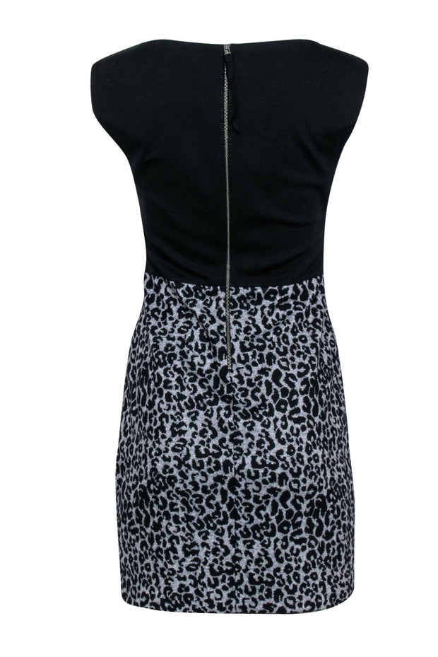 Current Boutique-Rebecca Taylor - Grey & Black Leopard Print Sheath Dress Sz 4