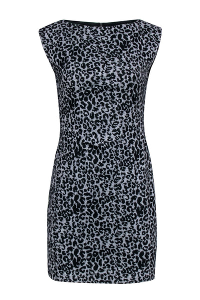 Current Boutique-Rebecca Taylor - Grey & Black Leopard Print Sheath Dress Sz 4