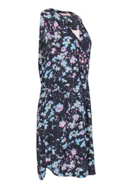 Current Boutique-Rebecca Taylor - Grey & Pastel Floral Silk Sundress w/ Gathered Waist Sz 8
