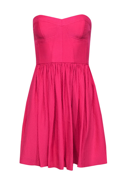 Current Boutique-Rebecca Taylor - Hot Pink Strapless A-Line Crinkled Dress Sz 0