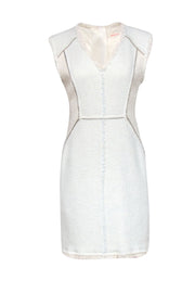 Current Boutique-Rebecca Taylor - Light Blue & White Tweed Sheath Dress w/ Zipper Details Sz 8