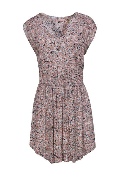 Current Boutique-Rebecca Taylor - Light Pink, Black & White Floral Print Fit & Flare Dress Sz 6