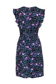 Current Boutique-Rebecca Taylor - Navy Floral Print Short Sleeve Mini Dress w/ Belt Sz 10