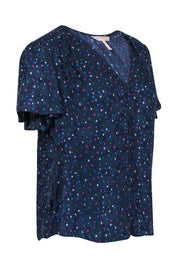 Current Boutique-Rebecca Taylor - Navy w/ Multicolored Dot Printed Blouse Sz 12