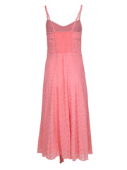 Current Boutique-Rebecca Taylor - Pink Swiss Dot Sleeveless Maxi Dress Sz 14