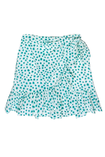 Current Boutique-Rebecca Taylor - White & Green Cotton Floral Faux Wrap Skirt Sz 6