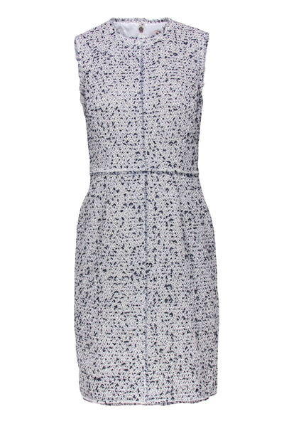Current Boutique-Rebecca Taylor - White & Navy Tweed Sleeveless Sheath Dress Sz 4