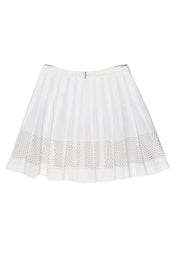 Current Boutique-Rebecca Taylor - White Pleated Tennis Skirt w/ Laser Cut Trim Sz 4