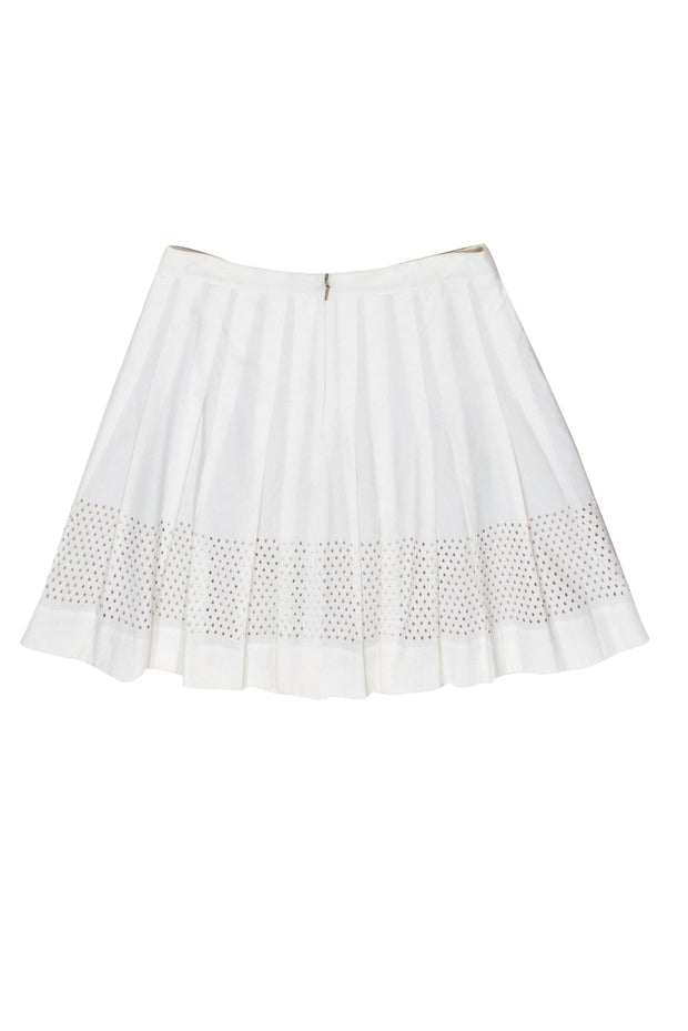 Current Boutique-Rebecca Taylor - White Pleated Tennis Skirt w/ Laser Cut Trim Sz 4
