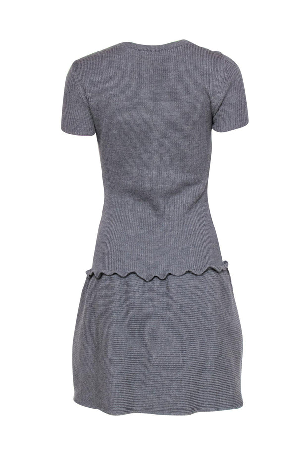 Current Boutique-Red Valentino - Grey Knit Wool Drop Waist Dress w/ Bow Design Sz S