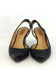 Current Boutique-Reed Krakoff - Black Leather Pointed Toe Slingbacks Sz 7.5
