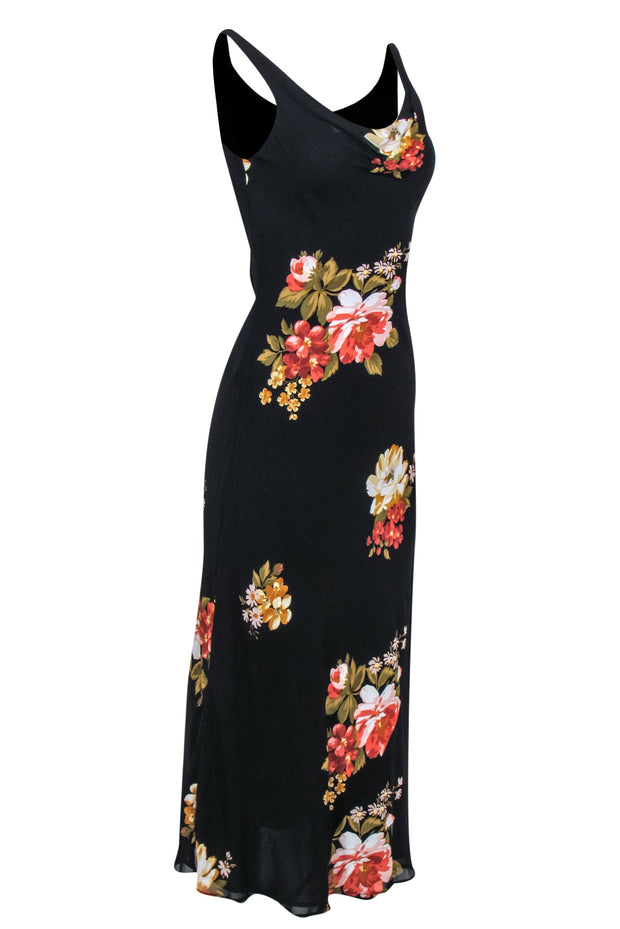 Current Boutique-Reformation - Black Rose Print "Emmeline" Maxi Dress Sz 2