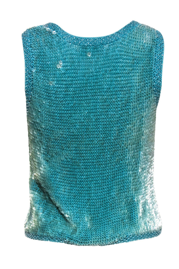 Current Boutique-Ritmo di Perla - Vintage Turquoise Sequin Knit Tank Sz 6