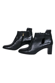 Current Boutique-Robert Clergerie - Black Leather Heeled Booties w/ Cutouts Sz 7