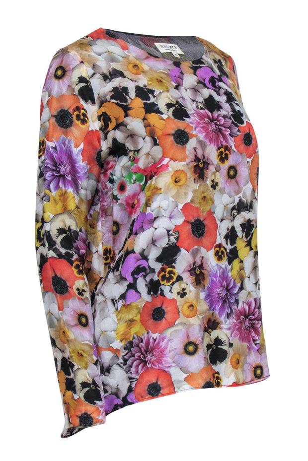 Current Boutique-Roseanna - Bright Floral Print Long Sleeve Silk Blouse Sz L