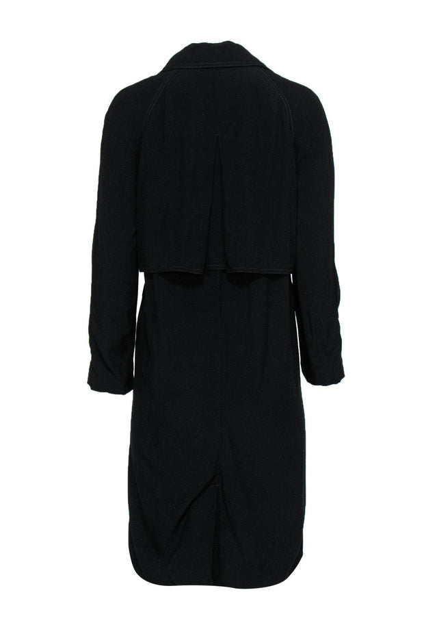 Current Boutique-Sandro - Black Duster Trench Coat w/ Toggle Buttons Sz 4