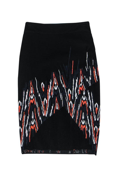 Current Boutique-Sass & Bide - Black Pencil Skirt w/ Neon Embroidery Sz 2