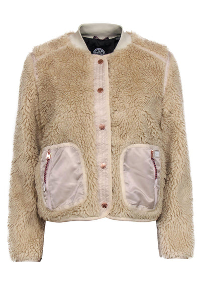 Current Boutique-Scotch & Soda - Beige Faux Sherpa Button-Up Jacket Sz S