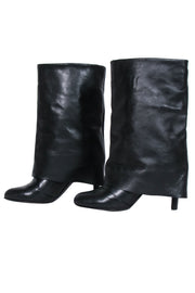 Current Boutique-See by Chloe – Black Leather Fold Over Boots Sz 8.5