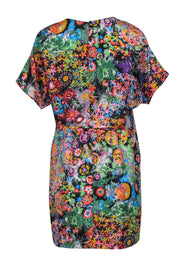 Current Boutique-See by Chloe - Bright Multicolor Floral Silk Satin Shift Dress Sz 8