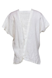 Current Boutique-Shirin Guild - White Linen Draped Asymmetric Blouse Sz S