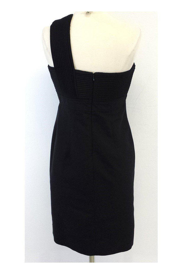 Current Boutique-Shoshanna - Black One Shoulder Textured Cotton Dress Sz 6