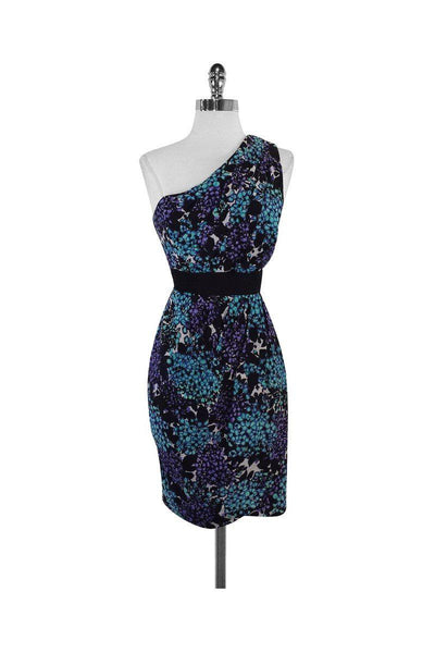 Current Boutique-Shoshanna - Blue, Purple & Black Floral Print Dress Sz 8